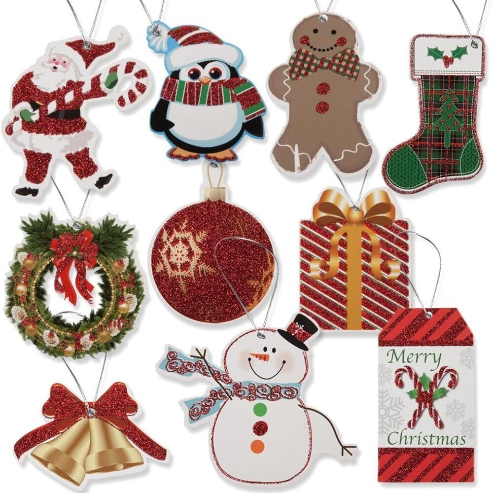 100 Large Gift s for Christmas with Ribbon Tie Strings 10 Glitter Foil Design Pe